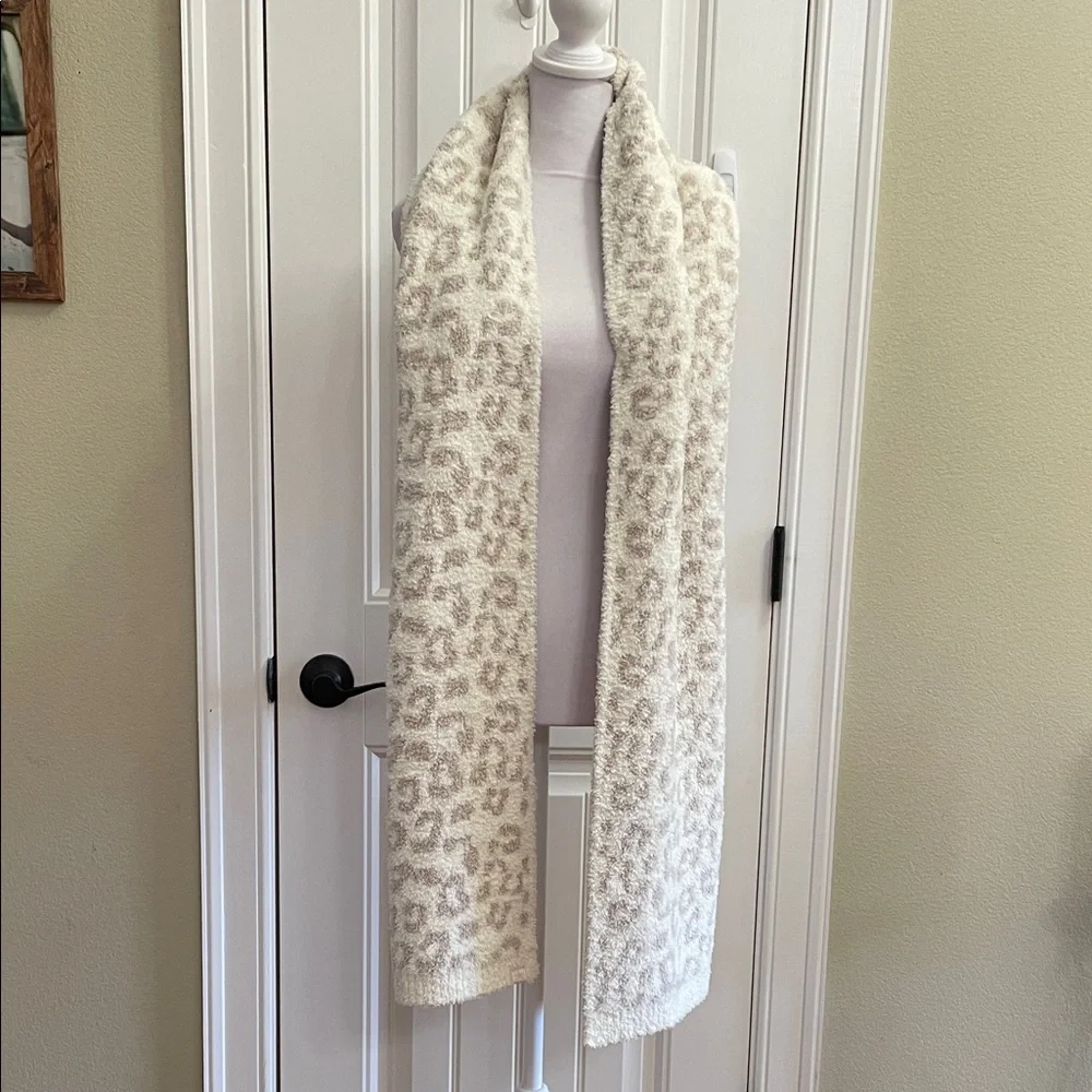 Barefoot Dreams CozyChic Cream and Tan Scarf